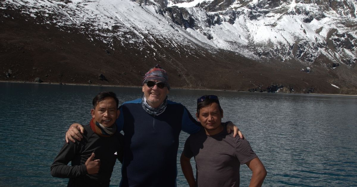 Trekkers at gokyo lake